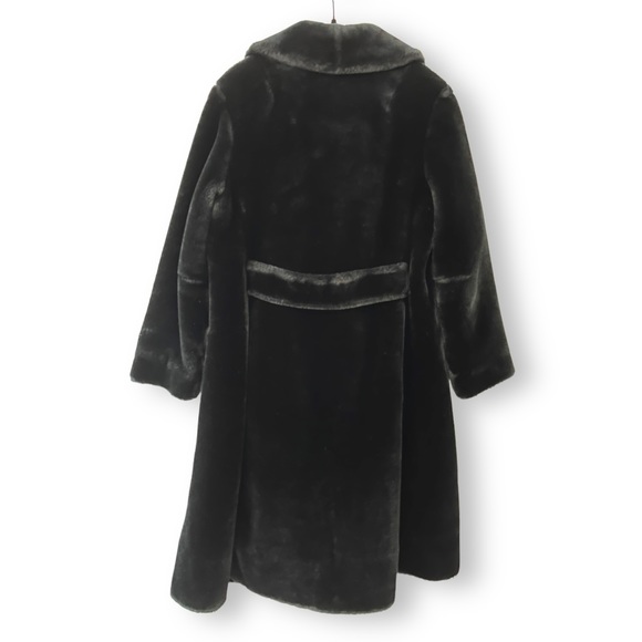 Vintage Brells Downtown Black Faux Fur Elegant Long Line Collared Winter Coat - Picture 4 of 10